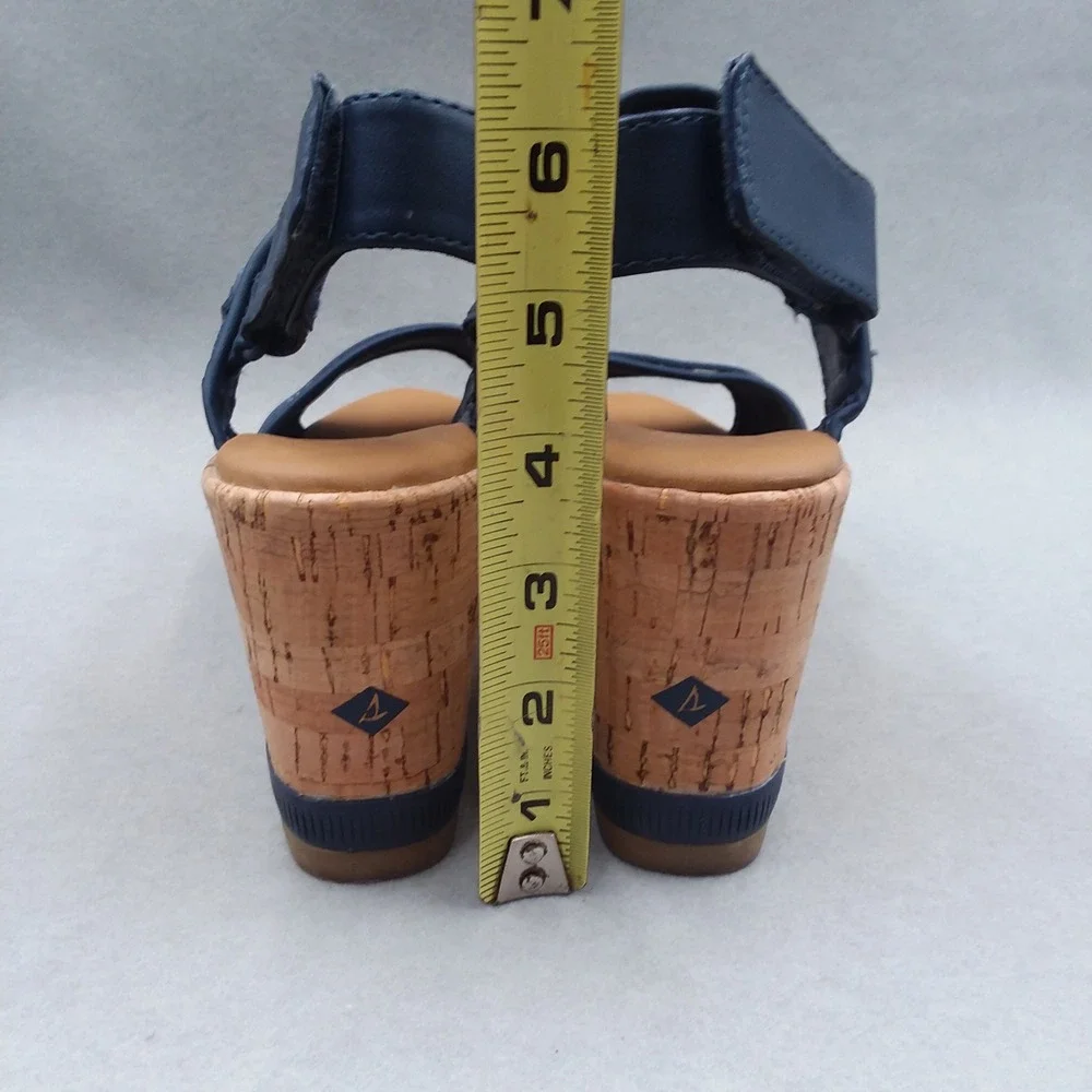Sperry Kennedy Plushwave Wedge Sandals Stripe Platform Cork‎ Shoes Women's 9M